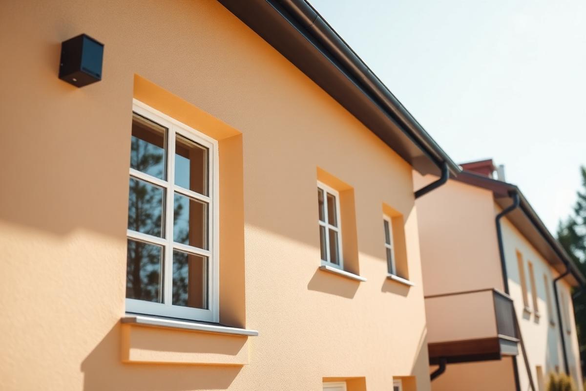 Frisch gestrichene Fassade in warmem Beige