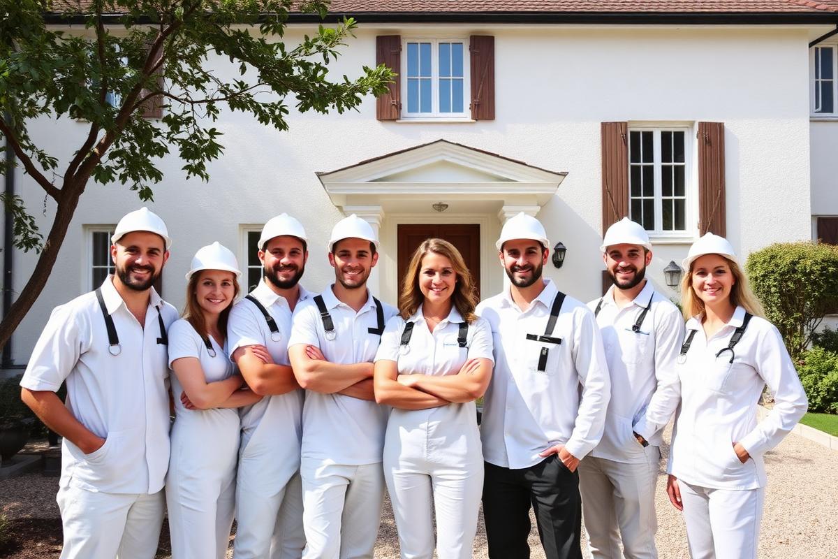 Unser Team vor einer renovierten Schweizer Liegenschaft